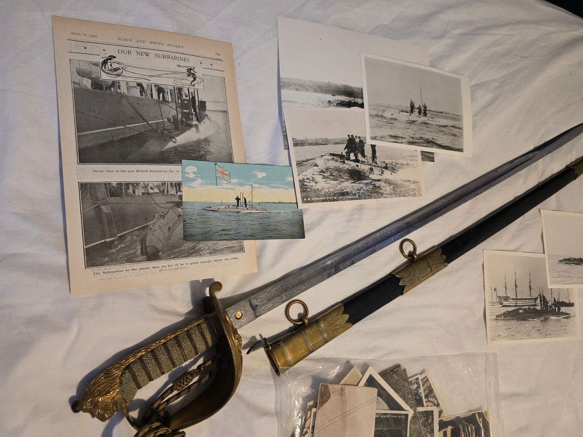 Of early submarine interest; The Wilkinson sword, family photographs, and original photographs of the first Holland boats of the Royal Navy