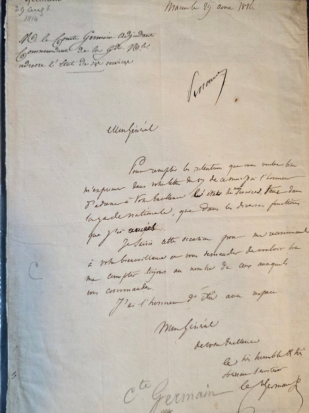 Napoleonic Autograph Letter – General Antoine-Louis Decrest, Comte de Saint-Germain