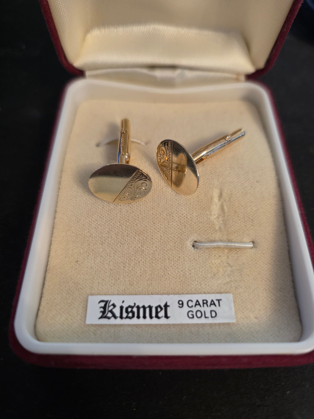 Vintage 9ct Gold Cufflinks – Mid-20th Century – 4.12g