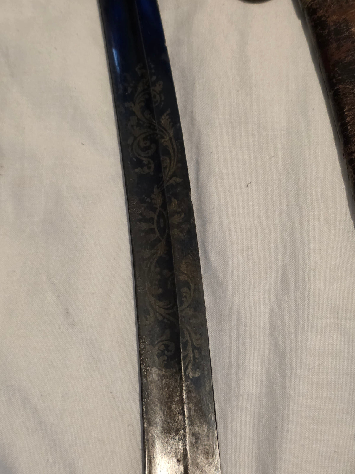 Georgian Flanking / Flank Officer’s Sabre – Blue & Gilt Blade – c.1790s–Early 1803s